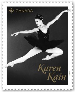 2021 Canadian stamps Legends of Canadian Ballet Karen Kain stamp showing Kain dancing