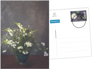 Prepaid postcard of white flowers
