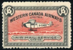 Scan of a Western Canadian Airways airmail stamp